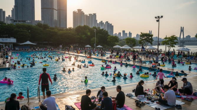 여의도 한강공원 수영장 입장료 성인 5000원 청소년 4000원 어린이 3000원 6세 미만 무료 슬라이드 아쿠아링 에어바운스 포함 주차 제3주차장 도보 7분 여의나루역 5분