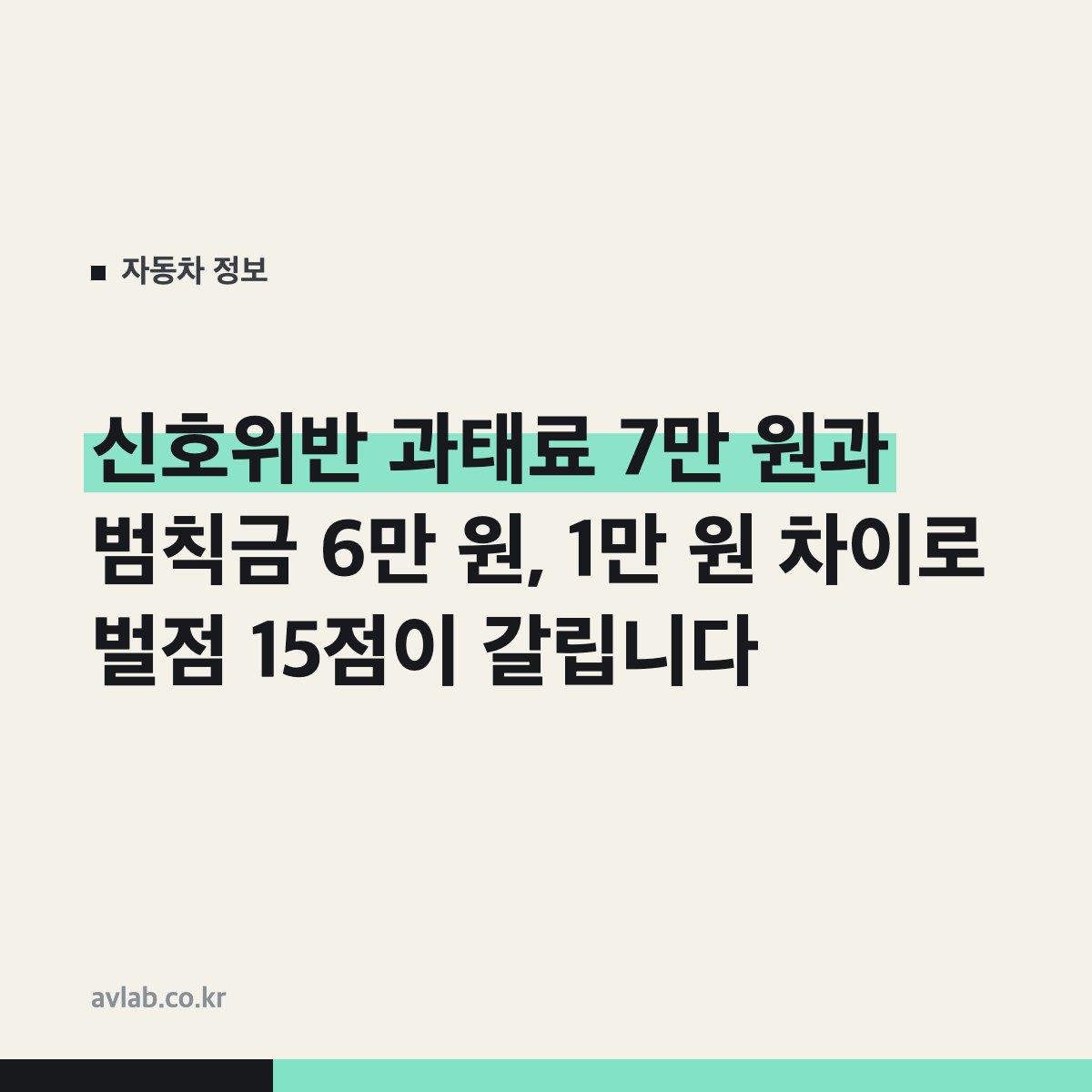 신호위반 과태료 7만 원과 범칙금 6만 원, 1만 원 차이로 벌점 15점이 갈립니다