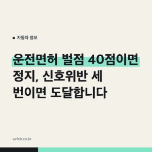 운전면허 벌점 40점이면 정지, 신호위반 세 번이면 도달합니다