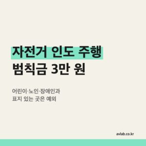 자전거 인도 주행 범칙금 3만 원