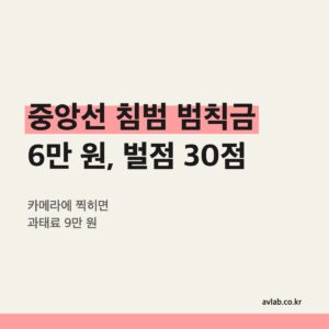 중앙선 침범 범칙금 6만 원
