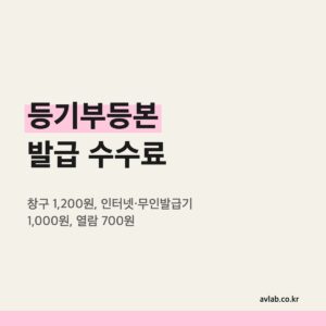 등기부등본 발급 수수료