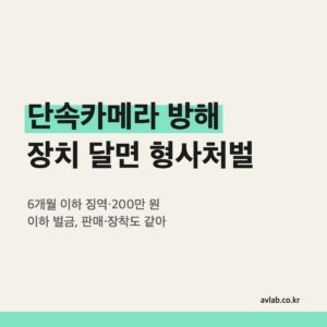 단속카메라 방해 장치 달면 형사처벌